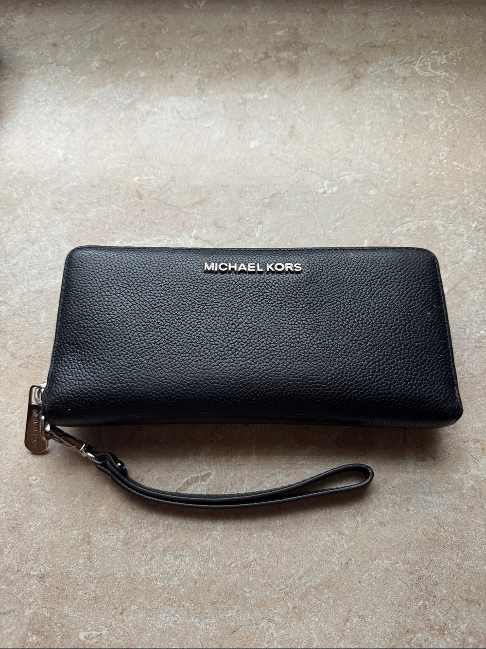 Michael Kors Black Pebbled Leather Wristlet